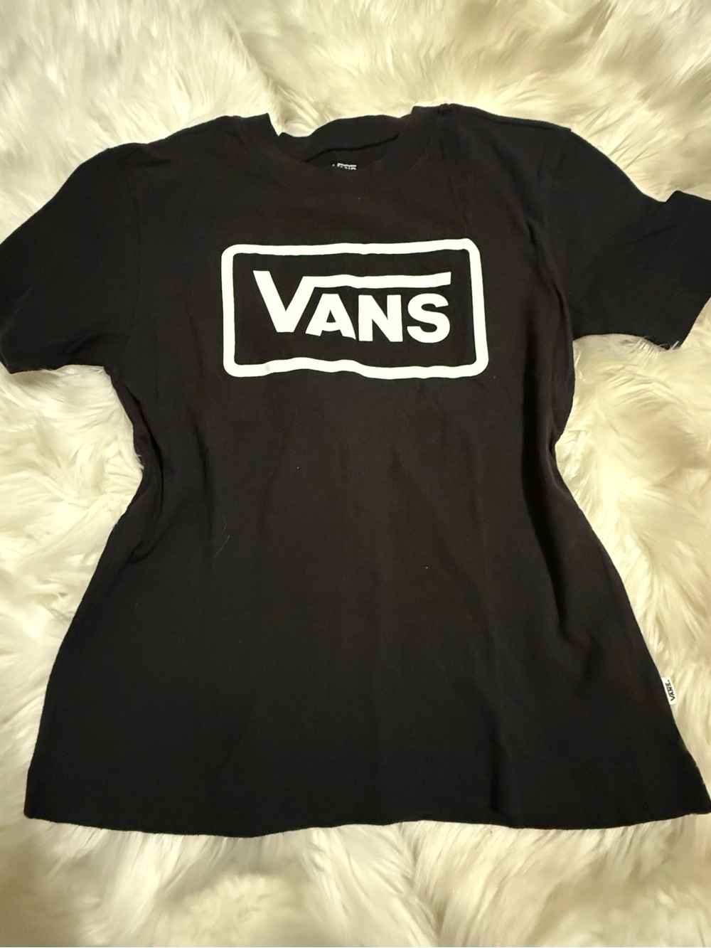 Vans Black Short-Sleeve Tee with White Box Logo